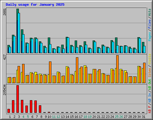 Daily usage for January 2025