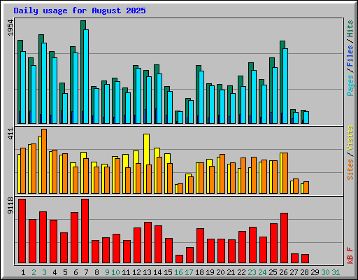 Daily usage for August 2025